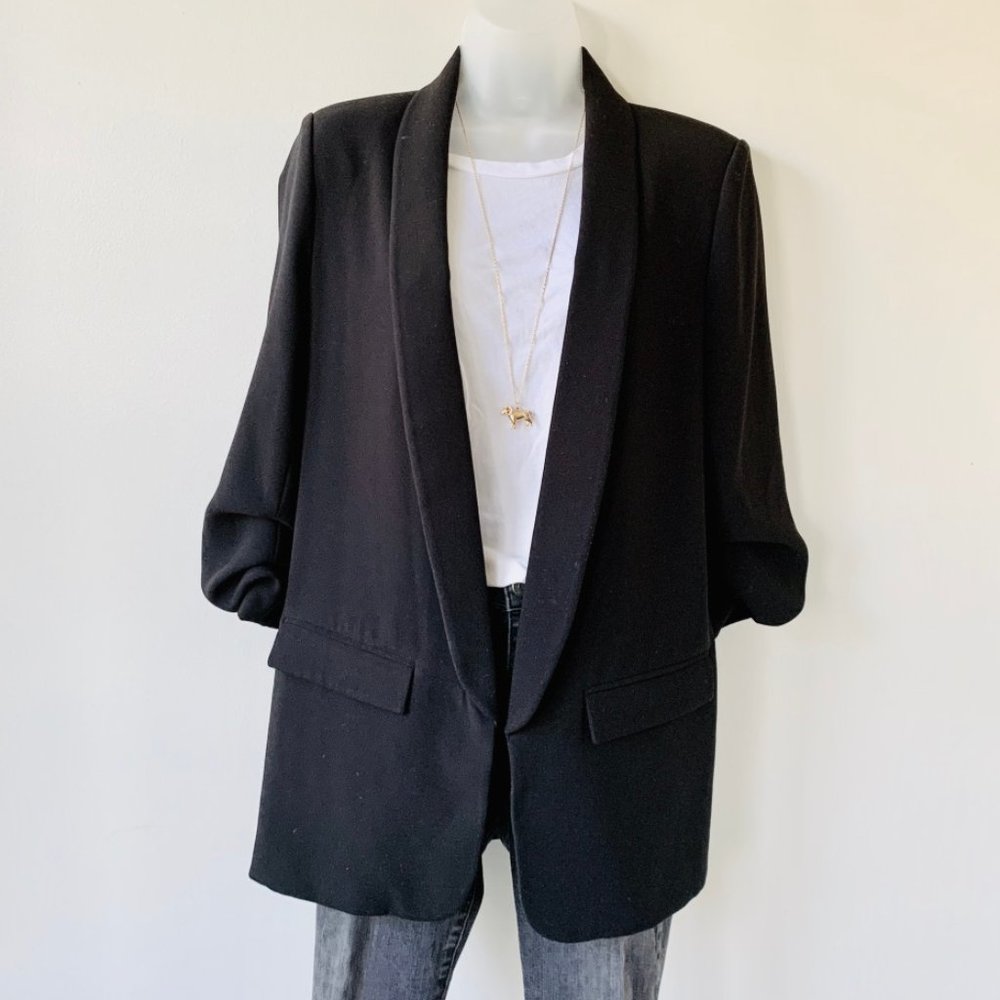 Zara ruche sleeve black blazer